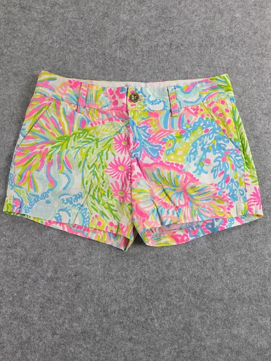 Lilly Pulitzer Pants - Lilly Pulitzer Coral Pink & Aqua Printed Cotton Shorts Callahan Sz 6 Floral